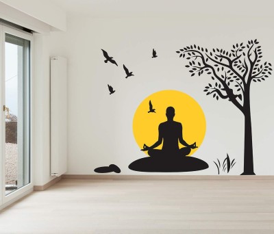 DREAM DECALS 40 inch Vinyl Yoga Wall Sticker 1.57 x 19.29 x 1.57 Inches, Multicolour Self Adhesive Sticker(Pack of 1)