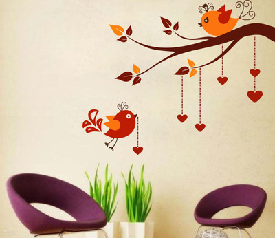 Epithet Studio 86 cm Beautiful Birds On a Branch Wall Sticker Self Adhesive Sticker(Pack of 1)