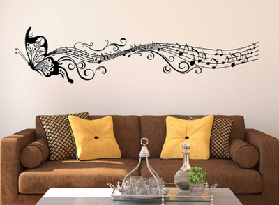 SnappyVinyl 100 cm Musical Butterfly wall Self Adhesive Sticker(Pack of 1)