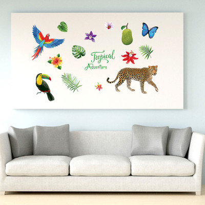 SmartWindow 50 cm Tropical Rainforest Pattern Kids Home Décor Wall Sticker (50 CM x 70 CM) Self Adhesive Sticker(Pack of 1)