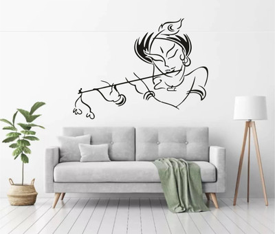 InkHex 75 cm ' Lord Krishna JI with Flute ' Wall Sticker Self Adhesive Sticker(Pack of 1)