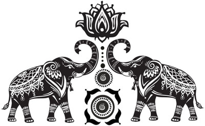 Vijaya enterprises 46 cm Two Elephant With Win Position wall sticker self adhesive size (61x46 cm ) Self Adhesive Sticker(Pack of 1)