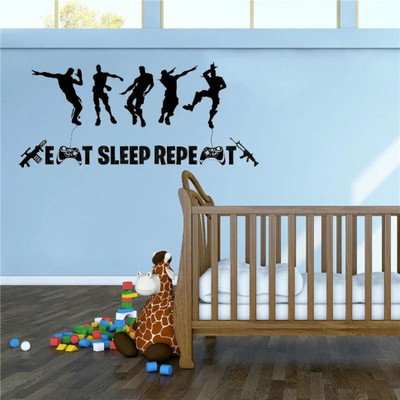 SnappyVinyl 57 cm Eat Sleep Repeat X-Box Self Adhesive Sticker(Pack of 1)
