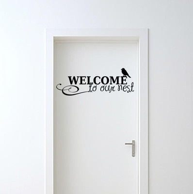 Volxo 140 cm Designable “Welcome to Our Nest“ Decorative Wall Self Adhesive Sticker(Pack of 1)