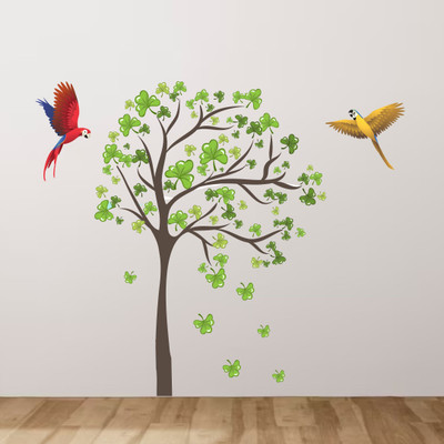 Decor hubb 67 cm Beautiful tree with birds wall sticker for Home Decor ( 67 x 92 cm ) Self Adhesive Sticker(Pack of 1)