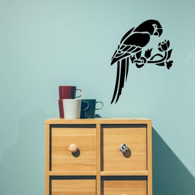 Xskin 29 cm Parrot Parakeet Bird4 Wall Decals Easy to Apply Self Adhesive Sticker(Pack of 1)