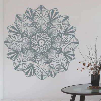 SnappyVinyl 56 cm Lotus Mandala Vinyl Wall Stickers Self Adhesive Sticker(Pack of 1)