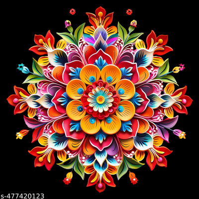 RSB HUB 32 cm 3D Rangoli sticker size 32x32 cm + 3PCS Switch Board stickers Combo Self Adhesive Sticker(Pack of 4)