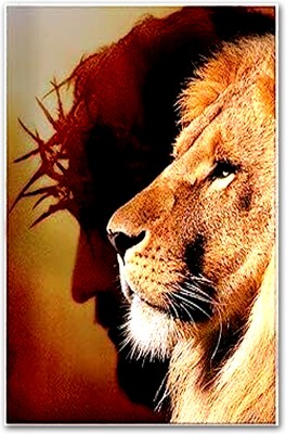 TATMODS 45.72 cm Lion With Jesus Wall Poster For Home Vinayl Sticker 300GSM Thick (12X18 inch) Reusable Sticker(Pack of 1)