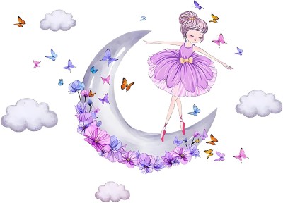 CreativeEdge 55 cm Beautiful Fairy One Moon Wall Sticker Self Adhesive Sticker(Pack of 1)