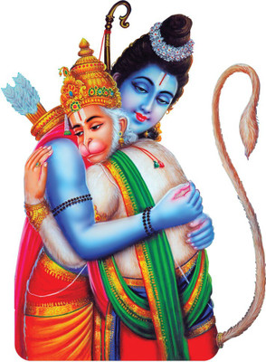 ZEN TREK 45 cm Modern Art Ram With Bajrang 276 Self Adhesive Sticker(Pack of 1)