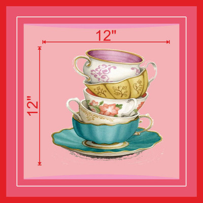 Decoar Nirmal 12 inch Tin toy tea cups sets wall sticker size (12x12 inch) Self Adhesive Sticker(Pack of 1)