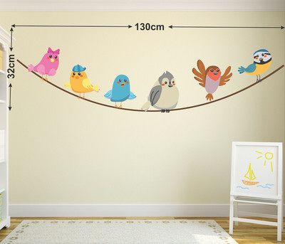 LANSTICK 106.68 cm SPARROWS IN WIRE STICKER Self Adhesive Sticker(Pack of 1)