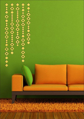 Merical 150 cm EJA Art Diamond Dot Square Golden Pure Cast Quality 3D Mirror Self Adhesive Sticker(Pack of 1)