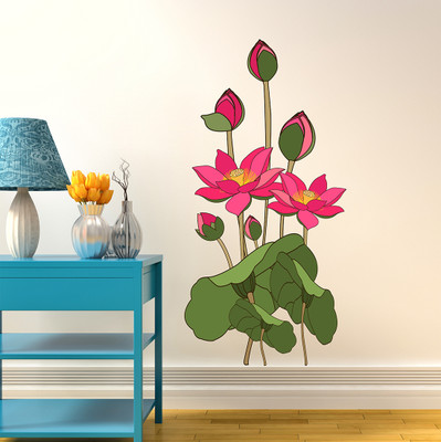 WALLSTICK 100 cm Beautiful Lotus Removable Sticker(Pack of 1)