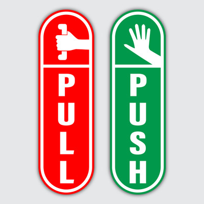 RSB HUB 18.18 inch Push and Pull Door Stickers - Pack of 2 Pcs Each ( Push -2 Pcs, Pull-2 Pcs) Self Adhesive Sticker(Pack of 4)