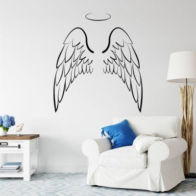 SnappyVinyl 27 cm Angel Wings Wall Sticker PVC Vinyl Self Adhesive Sticker(Pack of 1)