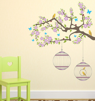 fuzzy 110 cm tree Self Adhesive Sticker(Pack of 1)
