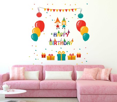 Littlebuds 80 cm Happy Birthday Removable Sticker(Pack of 1)