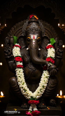 swaroopa 16.5 inch Shri Ganesha sticker Self Adhesive Sticker(Pack of 1)