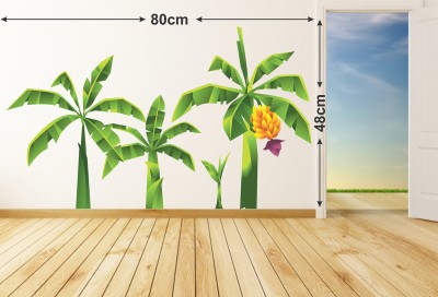 Zampyy 48 cm Banana Tree| Wall Stickers |PVC Vinyl| Non-Reusable Sticker | Self Adhesive Sticker(Pack of 1)