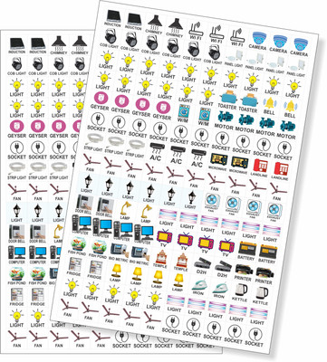 RAIMO 1.5 cm Switch Sticker For Electric Board Appliances Including 35 Designs Self Adhesive Sticker(Pack of 2)