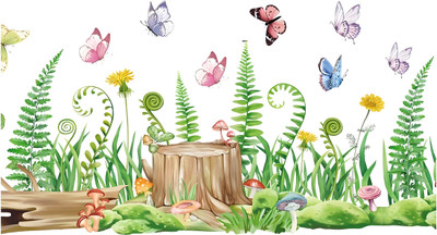 S3DESIGN 119 cm decorative graden grass Self Adhesive Sticker(Pack of 1)