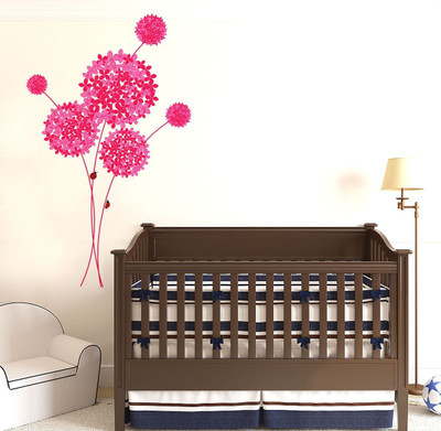 walkart 2.54 cm stylish pink flower Removable Sticker(Pack of 1)