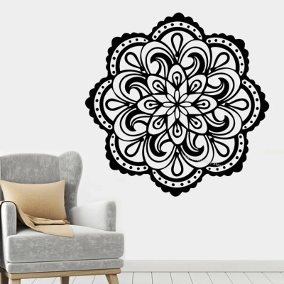 SnappyVinyl 56 cm Creative Buddha Mandala Lotus Wall Sticker Self Adhesive Sticker(Pack of 1)