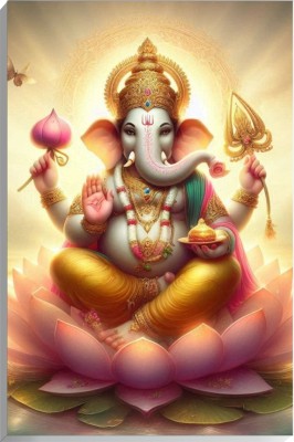 komstec 8 inch Shree Ganesha Wall Poster For Living Room & BedRoom Décor Wall art 12x18 Inc Self Adhesive Sticker(Pack of 1)