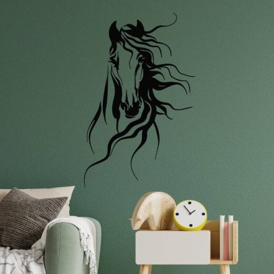 SnappyVinyl 27 cm Horse Head Wall Sticker PVC Vinyl Self Adhesive Sticker(Pack of 1)