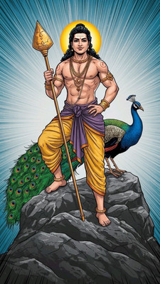 swaroopa 16.5 inch kartikeya ji sticker Self Adhesive Sticker(Pack of 1)