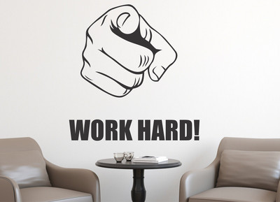 WALLARSH 60 cm Work Hard Removable Sticker(Pack of 1)