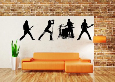 SnappyVinyl 20 cm Rock Band Group Drums Guitar Mic Self Adhesive Sticker(Pack of 1)