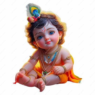 Riditcreation 48 cm Baby Krishna Self Adhesive Sticker(Pack of 1)