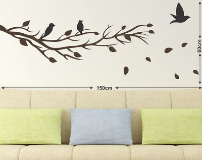 LANSTICK 91.44 cm NATURAL TREE IN SUNSET TIME STICKER Self Adhesive Sticker(Pack of 1)