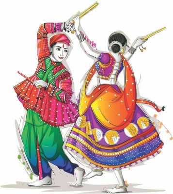 RIDIR CREATION 45 cm Dandiya couple Removable Sticker(Pack of 1)