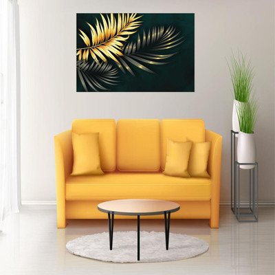 Vijaya enterprises 45.72 cm Leaves golden and black poster size (18x12 inch) Self Adhesive Sticker(Pack of 1)