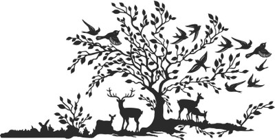 SnappyVinyl 30 cm Forest tree Wall Self Adhesive Sticker(Pack of 1)