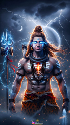 swaroopa 16.5 inch Shiv Shankar Bholenath sticker Self Adhesive Sticker(Pack of 1)