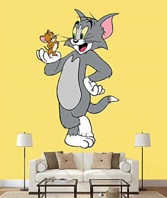 Nazry 23 inch TOMM AND JERRY WALL STICKER Self Adhesive Sticker(Pack of 1)