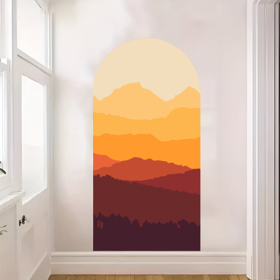 S3DESIGN 37 cm Boho Mountain Landscapes Self Adhesive Sticker(Pack of 1)