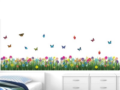 Decal O Decal 120 cm Walking in the Garden Flower Border Design Self Adhesive Sticker(Pack of 1)