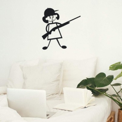 Xskin 29 cm Mom Hunting Sport Stick Figure Wall Sticker, Easy to Apply and Remove, 29cm Self Adhesive Sticker(Pack of 1)