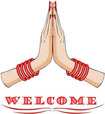 WALLDECORS 60.96 cm WELCOME HANDS IMAGE Self Adhesive Sticker(Pack of 1)