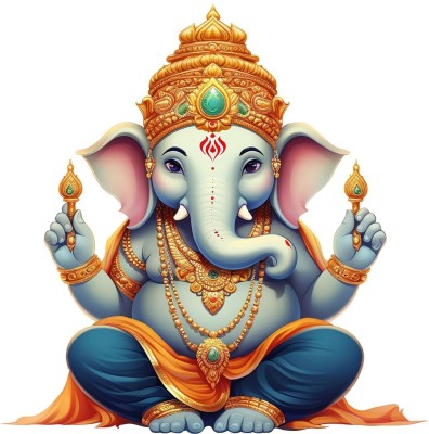 CreativeEdge 61 cm Wall Sticker Lord Ganesha Sitting Self Adhesive Sticker(Pack of 1)