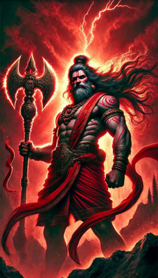 swaroopa 16.5 inch Parshuram ji Sticker Self Adhesive Sticker(Pack of 1)