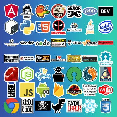 SoFFXia 5.5 cm Programmer Sticker For Laptop, Journal, Helmet, Diary, Guitar, Mobile & More Non-Reusable Sticker(Pack of 45)