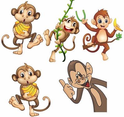 Approach Decor 60 cm The Jungle Book Monkey King Switchboard Sticker For Kids Room Self Adhesive Sticker(Pack of 5)