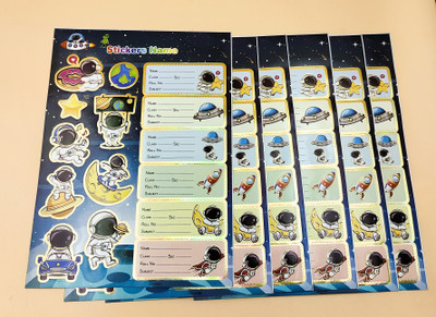 Paper Bear 2.5 inch Astronaut Sticker Non-Reusable Sticker(Pack of 6)
